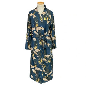 Clo Intimo Robe Women's M Medium Blue Palm Floral Long Tie NWT